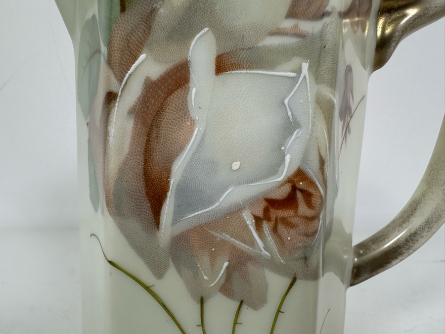 Hand Painted Pitcher With Roses Signed Pasteur 7.5H [Photo 3]