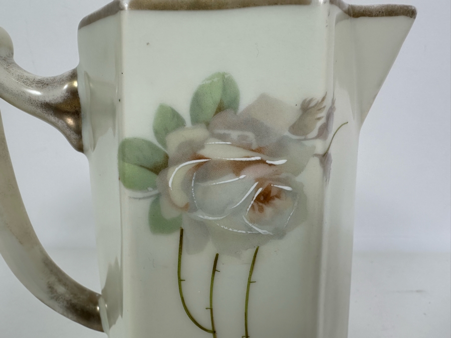 Hand Painted Pitcher With Roses Signed Pasteur 7.5H [Photo 8]