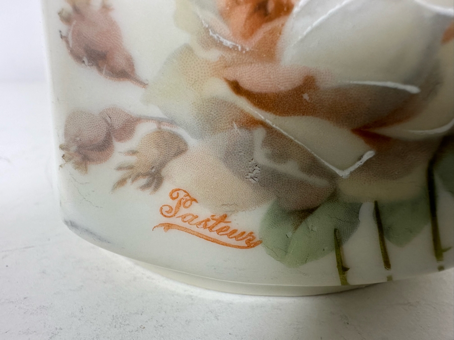 Hand Painted Pitcher With Roses Signed Pasteur 7.5H [Photo 5]