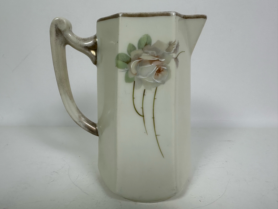 Hand Painted Pitcher With Roses Signed Pasteur 7.5H [Photo 7]