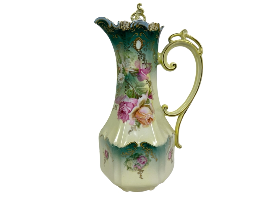 R.S. Prussia Hand Painted Chocolate Pot 11.5H [Photo 1]