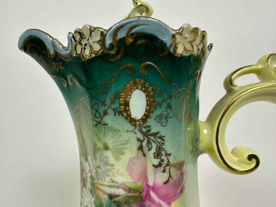 R.S. Prussia Hand Painted Chocolate Pot 11.5H [Photo 2]