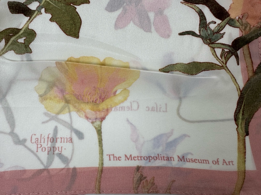 New 100% Silk Scarf From The Metropolitan Museum Of Art Margaret Neilson Armstrong American Botanicals Oblong Scarf [Photo 3]