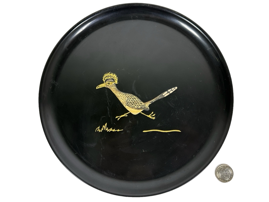 Couroc Of Monterey California Inlaid Roadrunner Tray 10.5R [Photo 1]