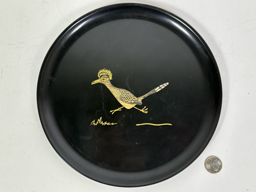 Couroc Of Monterey California Inlaid Roadrunner Tray 10.5R [Photo 2]