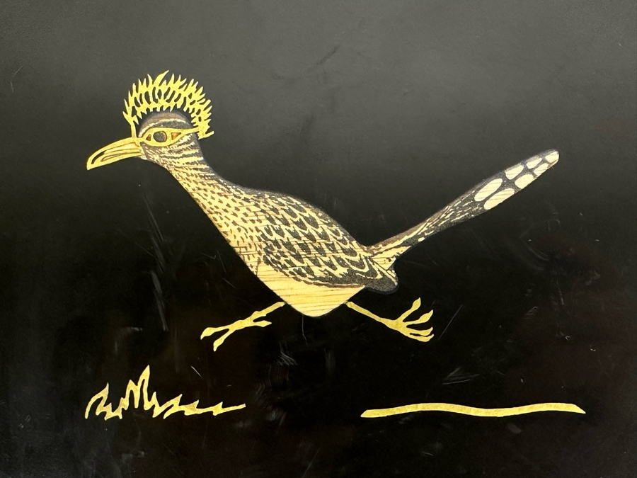 Couroc Of Monterey California Inlaid Roadrunner Tray 10.5R [Photo 3]