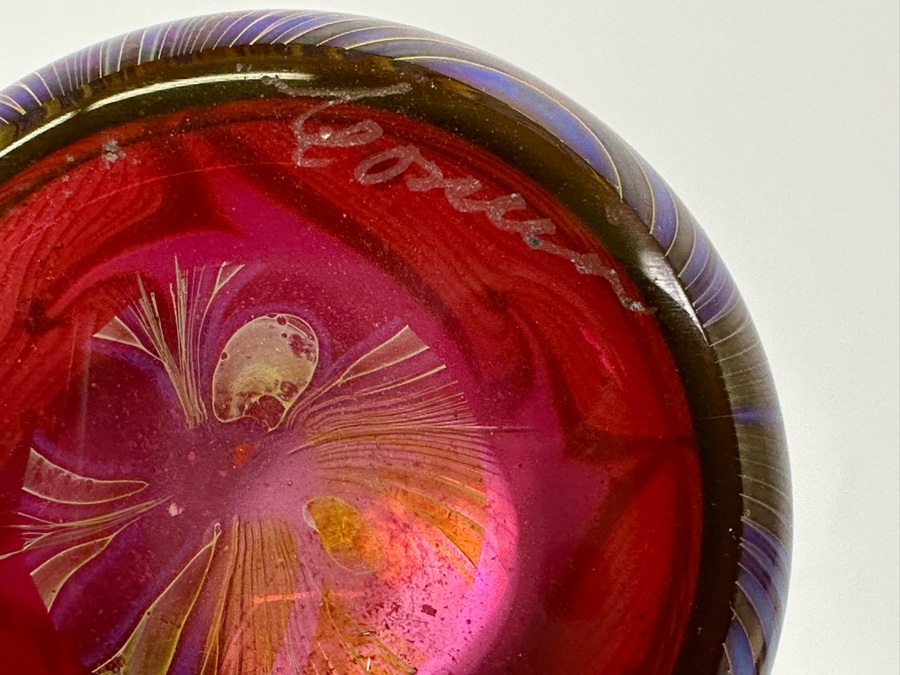 Signed Art Glass Perfume Bottle 7.25H [Photo 8]