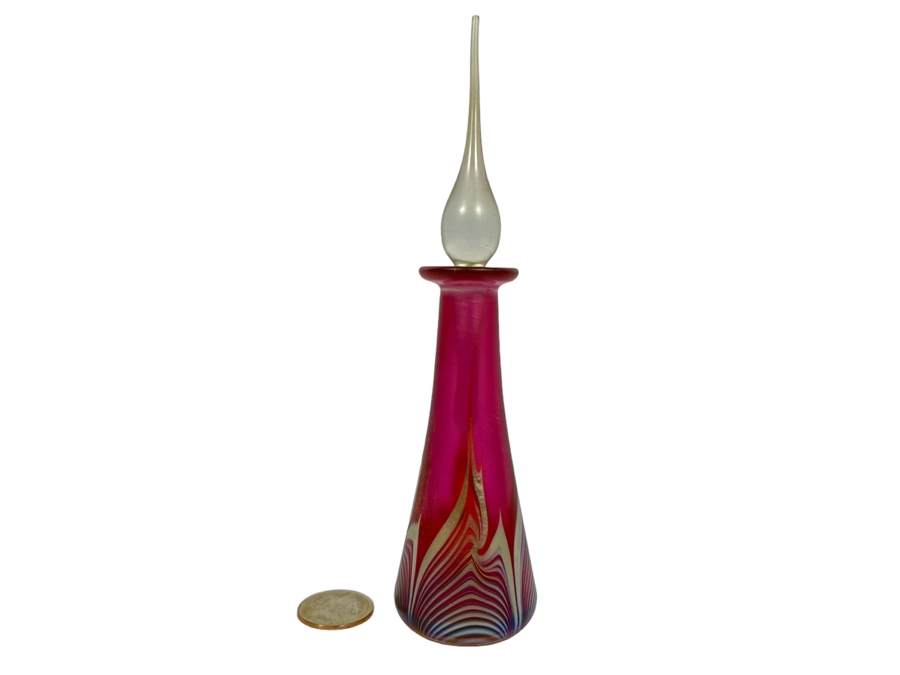 Signed Art Glass Perfume Bottle 7.25H [Photo 1]
