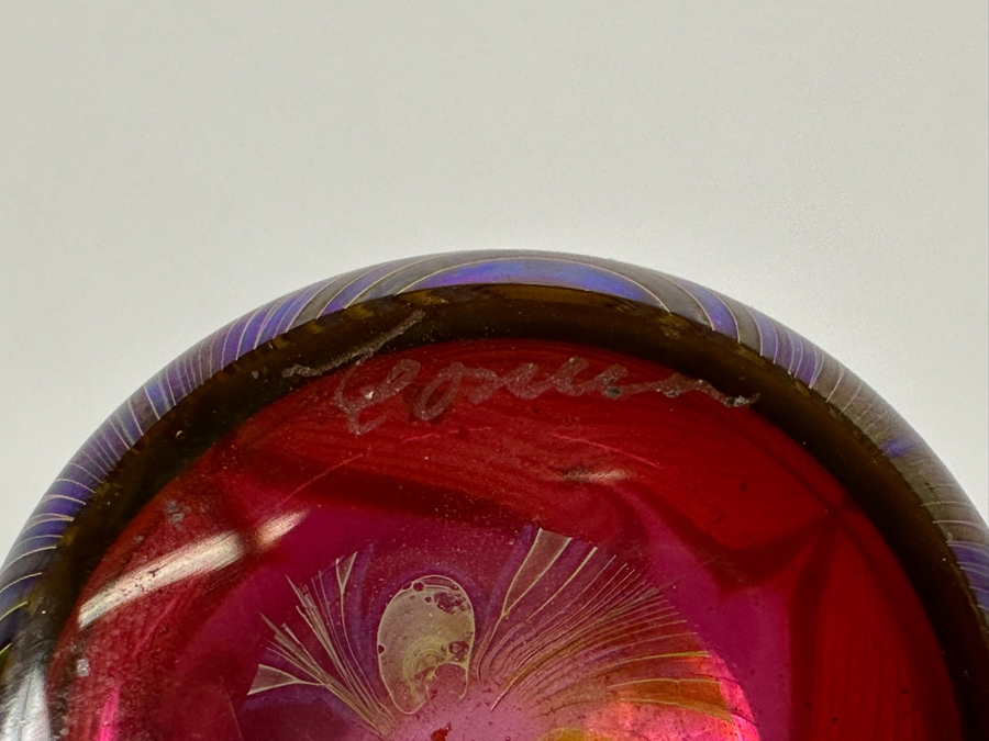 Signed Art Glass Perfume Bottle 7.25H [Photo 5]