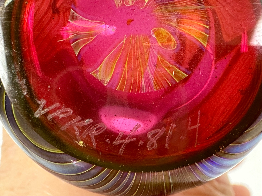 Signed Art Glass Perfume Bottle 7.25H [Photo 7]