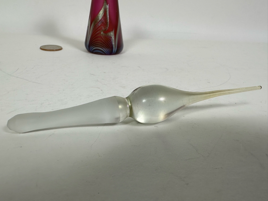 Signed Art Glass Perfume Bottle 7.25H [Photo 4]