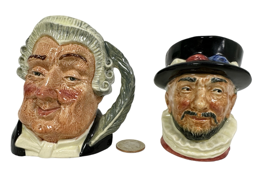 Pair Of Small Royal Doulton Toby Mugs: The Lawyer D6504 1958 4H & Beefeaters 1946 3.25H [Photo 1]
