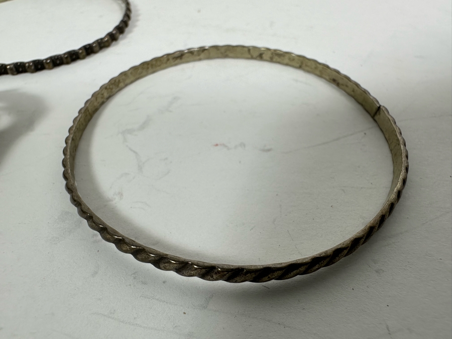 (3) Sterling Silver Bracelets And Sterling Silver Pin Brooch 40.6g [Photo 5]