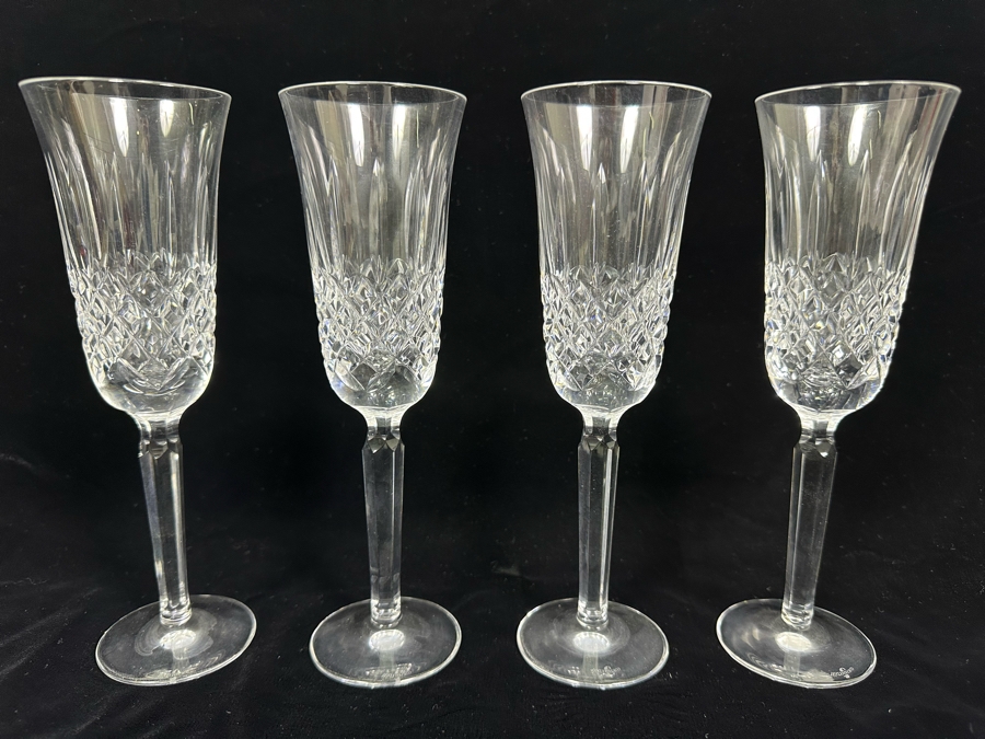 Waterford Crystal Fluted Champagne Kelsey, Set Of Four Stemware Glasses 8.75H [Photo 1]