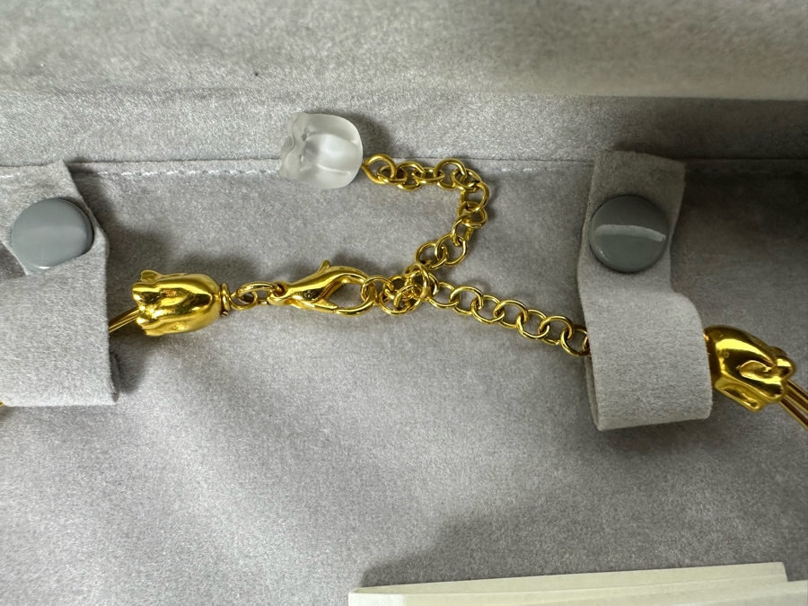 Lalique Muguet Sterling Silver Gilt 3 Strand Crystal Lilly Of The Valley Choker Necklace With Original Box [Photo 4]