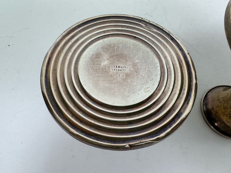 Set Of Three Weighted Sterling Silver Candleholders 2.5 - 3H [Photo 5]