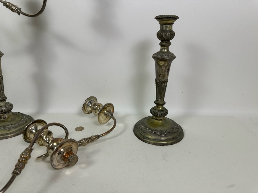 Just Added - Pair Of Silverplate Candelabras 17W X 17.5H [Photo 6]