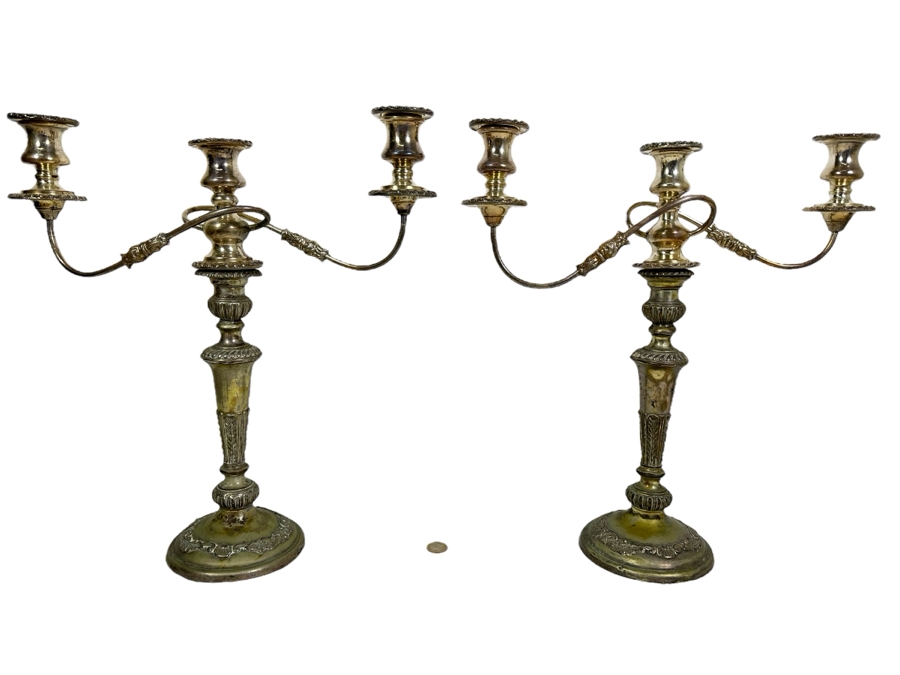 Just Added - Pair Of Silverplate Candelabras 17W X 17.5H [Photo 1]