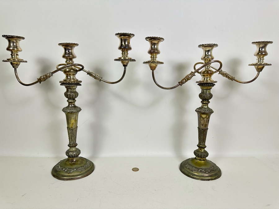 Just Added - Pair Of Silverplate Candelabras 17W X 17.5H [Photo 2]