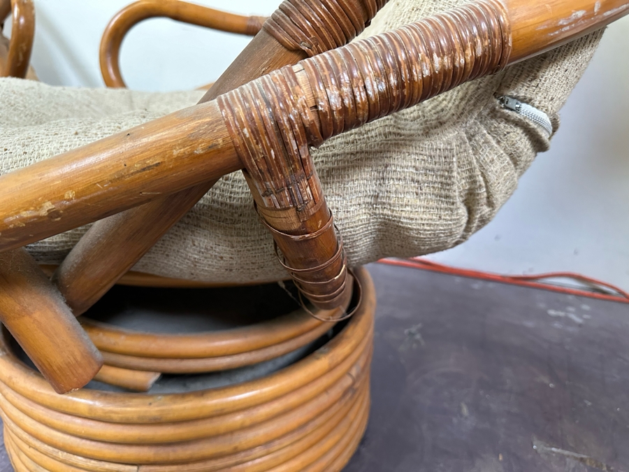 JUST ADDED - Vintage Rattan Swivel Chairs By Sun Products 31W X 35D X 38H, A Pair [Photo 5]