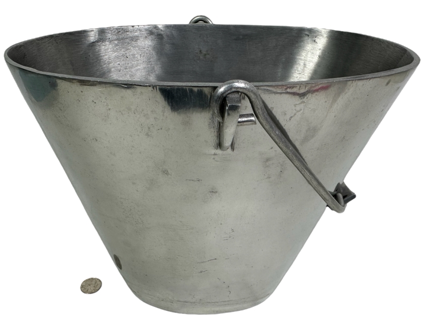Pottery Barn Aluminum Bucket With Handle Plant Holder Or Ice Bucket 12W X 10D X 10H