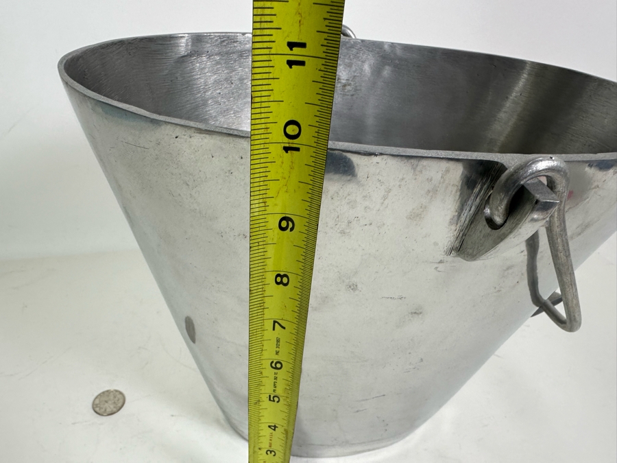 Pottery Barn Aluminum Bucket With Handle Plant Holder Or Ice Bucket 12W X 10D X 10H [Photo 7]