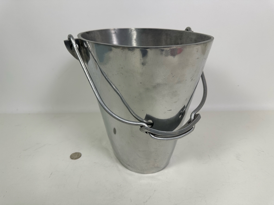 Pottery Barn Aluminum Bucket With Handle Plant Holder Or Ice Bucket 12W X 10D X 10H [Photo 3]