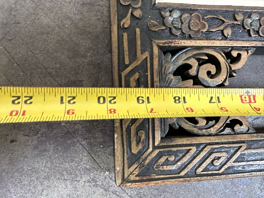Vintage Relief Carved Chinese Wooden Wall Mirror 20 X 36 [Photo 6]