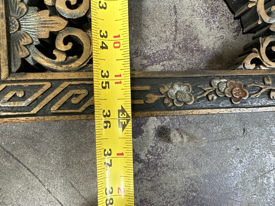 Vintage Relief Carved Chinese Wooden Wall Mirror 20 X 36 [Photo 7]