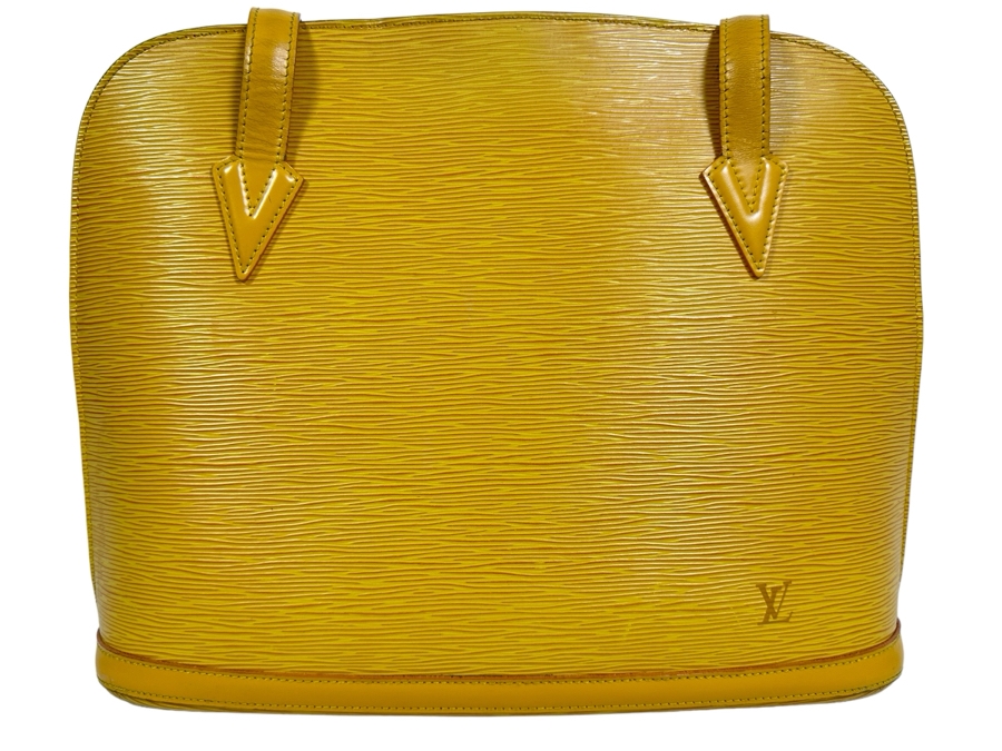 Louis Vuitton Epi Yellow Leather Lussac Shoulder Handbag 15W X 12H