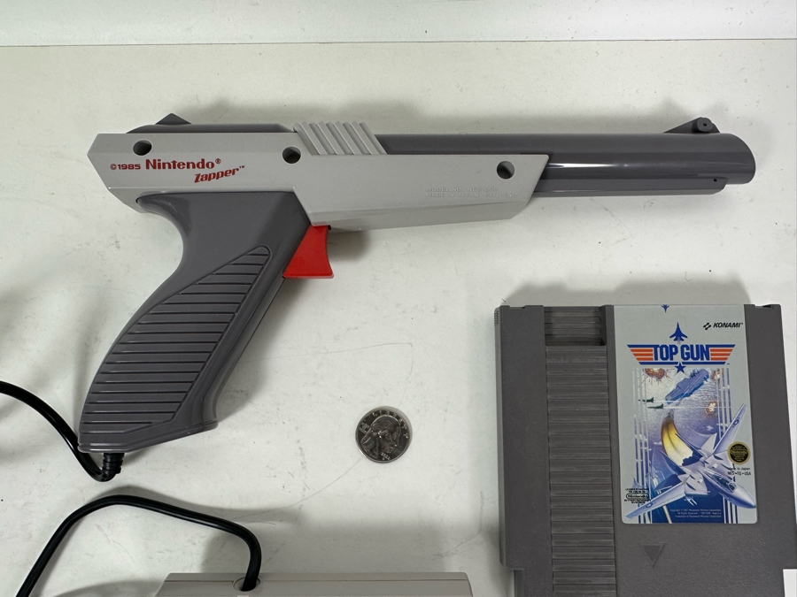 1985 Nintendo Zapper Gun Control, Nintendo Game Controller And Nintendo Konami Top Gun Game Cartridge [Photo 5]