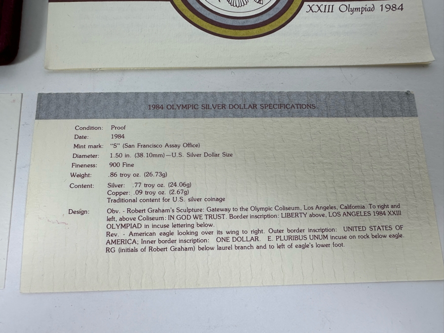 Pair Of United States 1984 Olympic Silver (.900) Proof Coins [Photo 6]