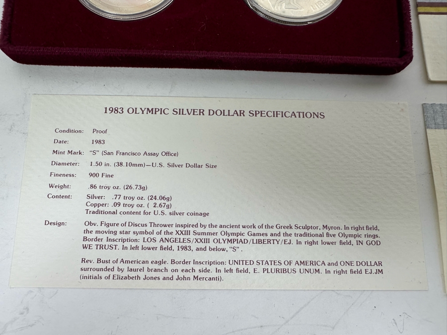 Pair Of United States 1984 Olympic Silver (.900) Proof Coins [Photo 5]