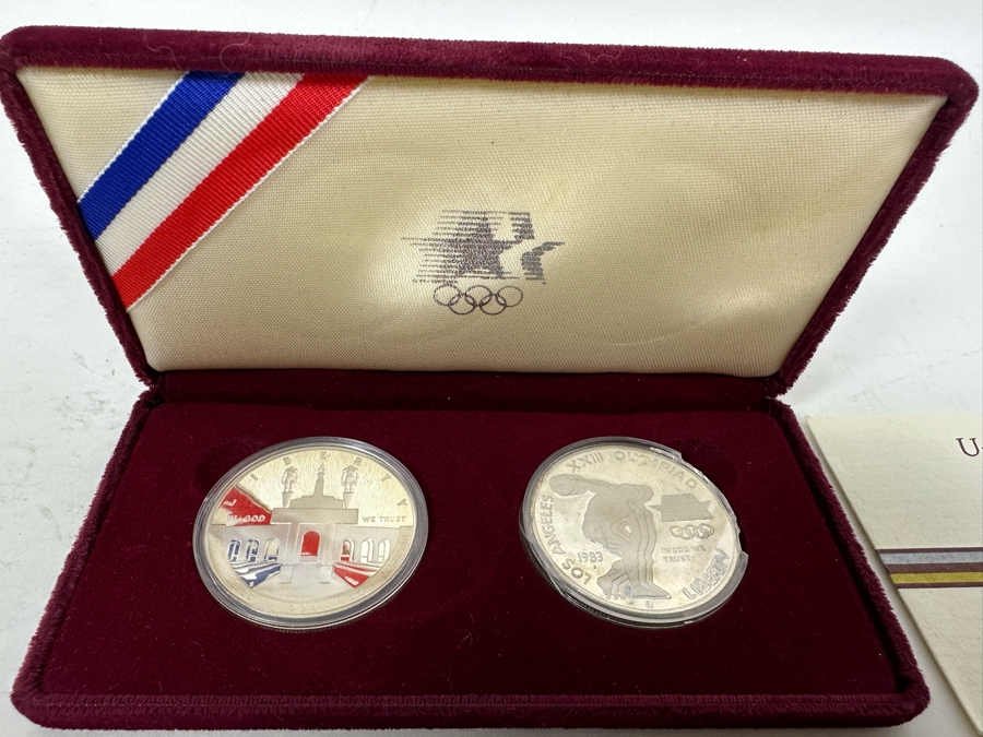 Pair Of United States 1984 Olympic Silver (.900) Proof Coins [Photo 2]