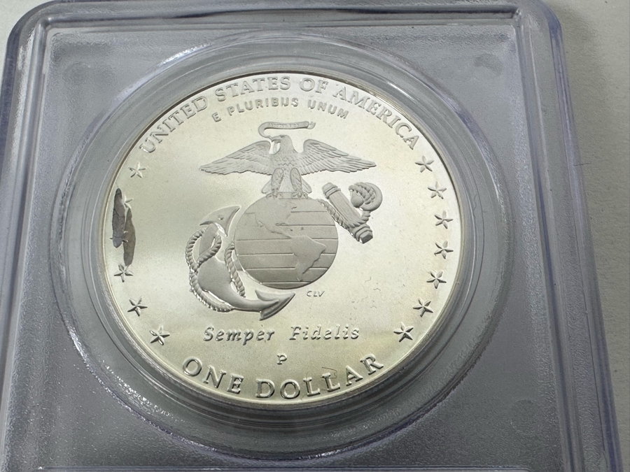 Graded Coin PCGS PR69DCAM Marine Corps 2005 Silver Dollar Commemorative Coin [Photo 7]