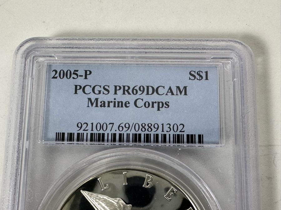 Graded Coin PCGS PR69DCAM Marine Corps 2005 Silver Dollar Commemorative Coin [Photo 5]