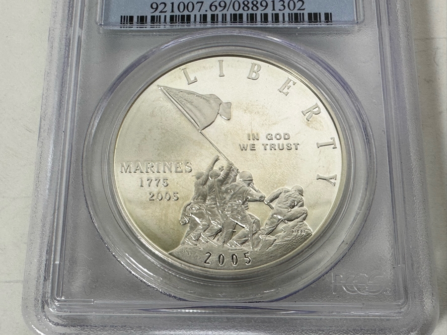 Graded Coin PCGS PR69DCAM Marine Corps 2005 Silver Dollar Commemorative Coin [Photo 4]