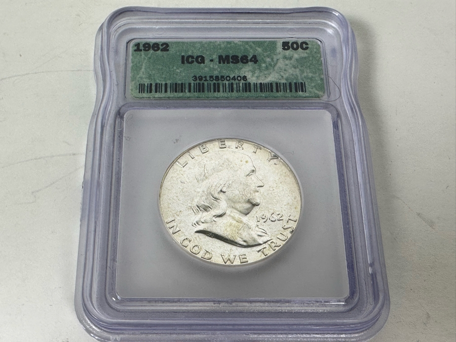Graded Coin 1962 Franklin Half Dollar ICG MS64 Silver Coin [Photo 2]