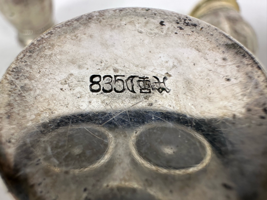 Vintage 835 Siver Shot Glass And Pair Of Sterling Silver Salt & Pepper Shakers 46.1g [Photo 4]