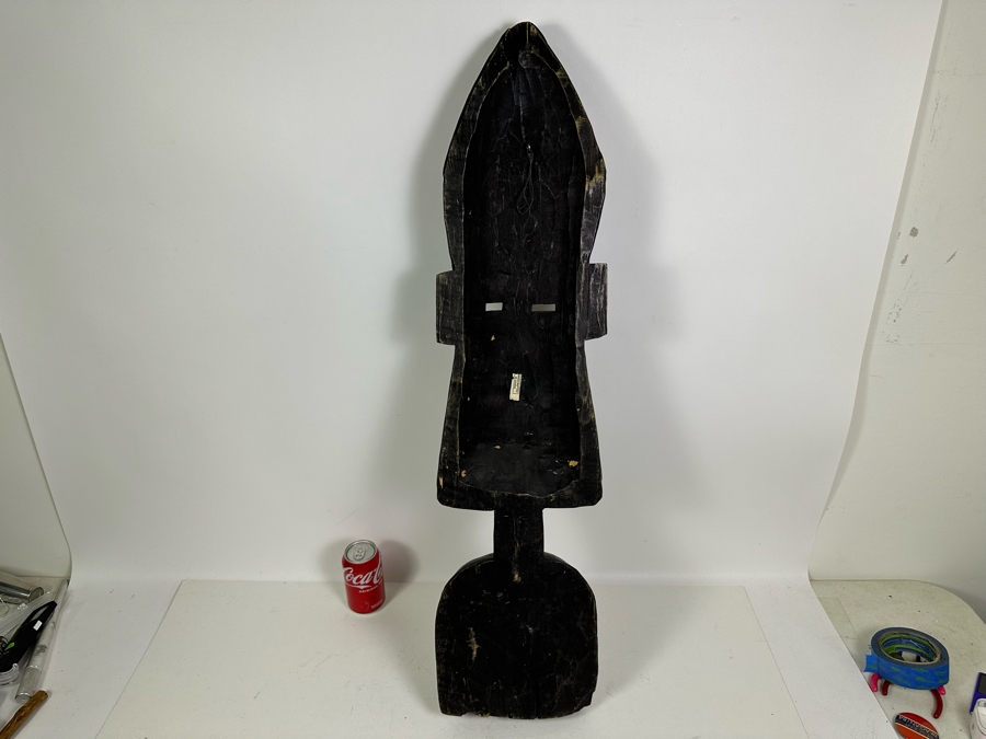 Hand Carved Wooden African Mask With Bead And Metal Work From Ghana 9.5W X 4D X 37H [Photo 10]