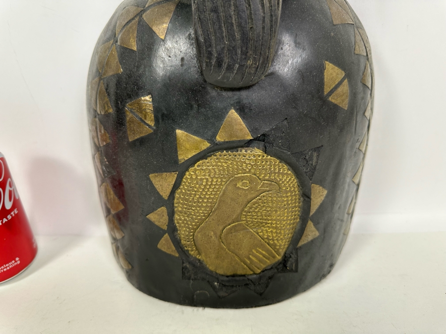 Hand Carved Wooden African Mask With Bead And Metal Work From Ghana 9.5W X 4D X 37H [Photo 8]