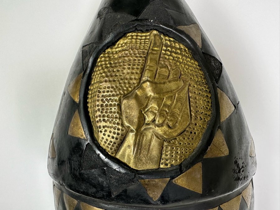 Hand Carved Wooden African Mask With Bead And Metal Work From Ghana 9.5W X 4D X 37H [Photo 6]