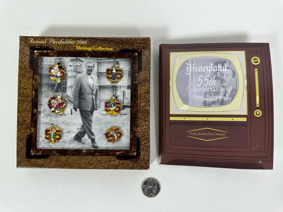 Disneyland's Heritage Pin Trading Collection Featuring Walt Disney Annual Passholder 2008 And 2010 With Original Boxes [Photo 3]