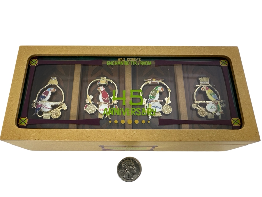 Artist Hand Signed Limited Edition Of 500 Disneyland Resort Walt Disney's Enchanted Tiki Room 45th Anniversary Trading Pins With Original Box Signed By Artist Monty Maldovan [Photo 2]