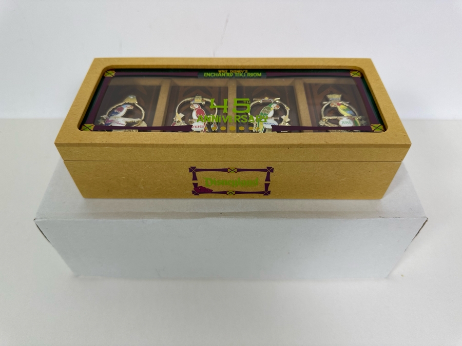 Artist Hand Signed Limited Edition Of 500 Disneyland Resort Walt Disney's Enchanted Tiki Room 45th Anniversary Trading Pins With Original Box Signed By Artist Monty Maldovan [Photo 14]