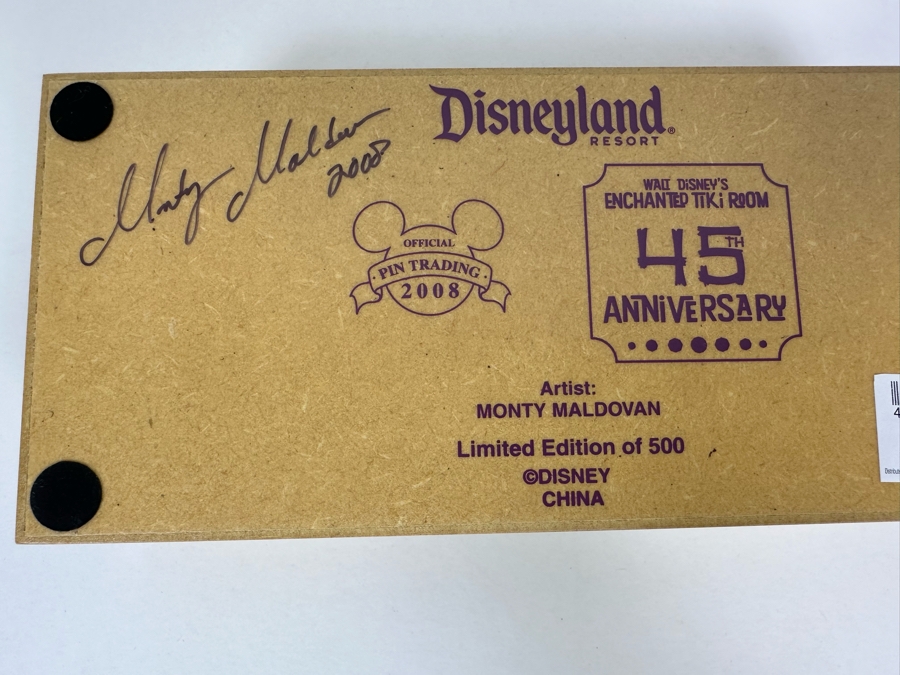 Artist Hand Signed Limited Edition Of 500 Disneyland Resort Walt Disney's Enchanted Tiki Room 45th Anniversary Trading Pins With Original Box Signed By Artist Monty Maldovan [Photo 9]
