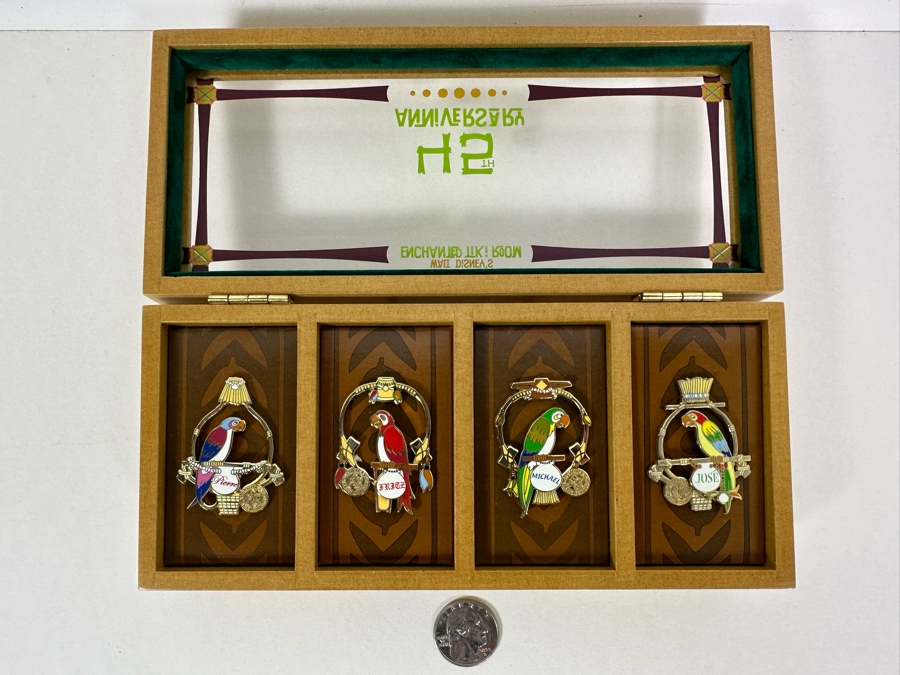 Artist Hand Signed Limited Edition Of 500 Disneyland Resort Walt Disney's Enchanted Tiki Room 45th Anniversary Trading Pins With Original Box Signed By Artist Monty Maldovan [Photo 4]