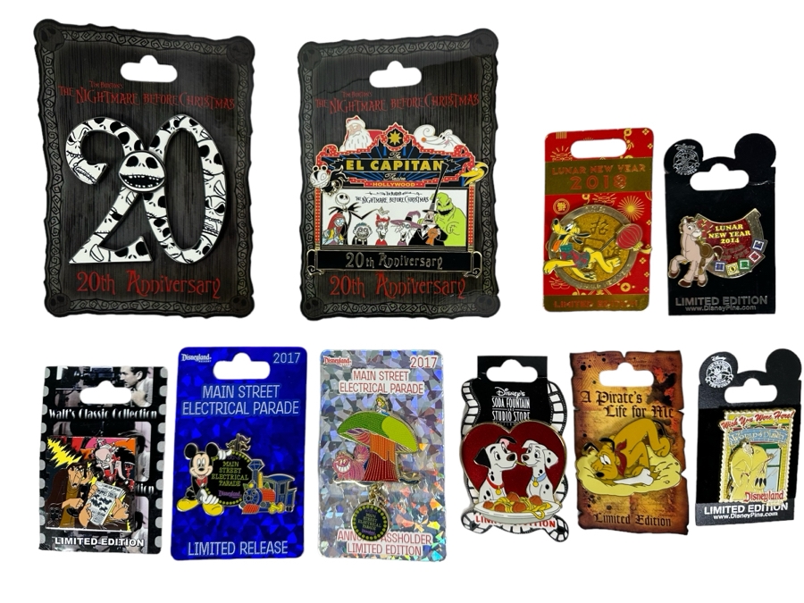 Collection Of Ten Limited Edition Disney Trading Pins With Cards [Photo 1]