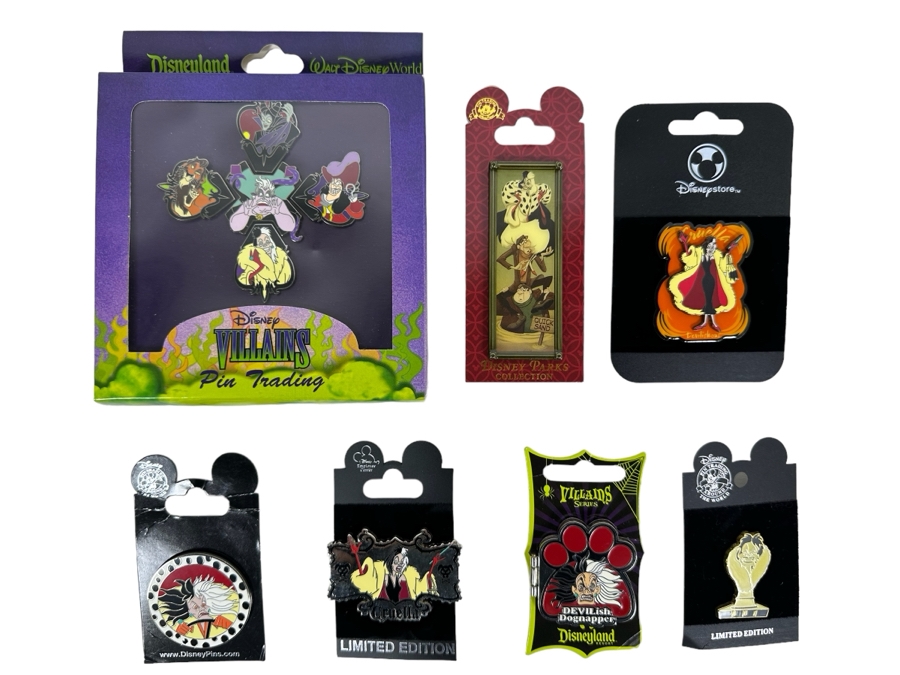 Collection Of Seven Disney Trading Pins With Cards Including Limited Edition Pins [Photo 1]