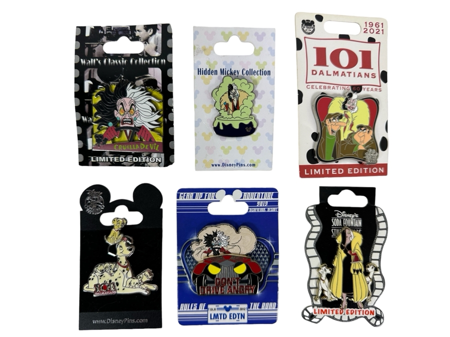 Disney's One Hundred and One Dalmatians Tradings Pins With Cards Including Four Limited Edition Pins Featuring Cruela De Vil [Photo 1]